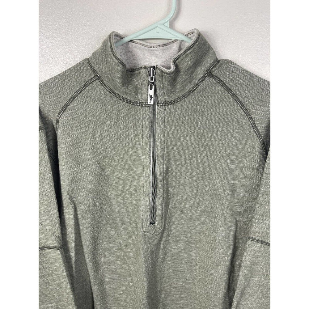 Tommy Bahama 1/4 Zip Pullover Men's Size Large Reversible Green/Cream Stretch